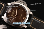 Panerai Luminor Marina 1950 3 Days PAM00351 Asia ST25 Automatic Steel Case with Black Leather Strap and Brown Dial