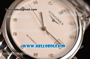 Longines Master Swiss ETA 2824 Automatic Full Steel with White Dial and Diamonds Markers