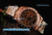Rolex Daytona II Chronograph Swiss Valjoux 7750 Automatic Movement Brown PVD Case with Brown Dial and Brown PVD Strap