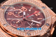 Hublot Big Bang Chrono Miyota OS20 Quartz Diamonds/Rose Gold Case with Brown Dial and Diamonds Bezel