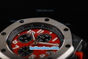 Audemars Piguet Royal Oak Offshore Swiss Valjoux 7750 Automatic Movement with Red Dial and White Numeral Markers-Run 12 Second