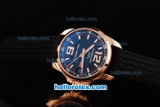 Chopard Gran Turismo GT XL Swiss Valjoux 7750 Movement Rose Gold Case with Black Dial and White Stick/Numeral Markers-Black Rubber Strap 1:1 Original