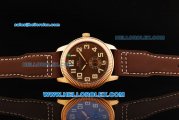 IWC Pilot's Watch Asia Manual Winding Movement Rose Gold Case with Brown Dial and Brown Leather Strap