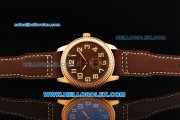 IWC Pilot's Watch Asia Manual Winding Movement Rose Gold Case with Brown Dial and Brown Leather Strap IWC Pilot's Watch Asia Manual Winding Movement Rose Gold Case with Brown Dial and Brown Leather Strap