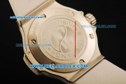 Hublot Big Bang Swiss Quartz Movement Steel Case with Diamond Bezel and White Rubber Strap