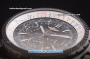 Breitling Bentley Chronograph Quartz PVD Case with Black Dial and Black Leather Strap