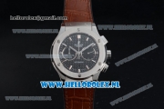 Hublot Classic Fusion Chronograph Swiss Valjoux 7750 Automatic Steel Case with Black Dial Stick Markers and Brown Genuine Leather Strap