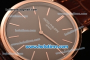 Patek Philippe Calatrava Miyota OS2035 Quartz Rose Gold Case with Brown Dial and Stick Markers