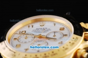 Rolex Daytona Oyster Perpetual Chronometer Automatic Gold Case with White Dail and Number Marking-Leather Strap