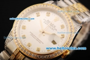 Rolex Datejust Swiss ETA 2836 Automatic Movement Steel Case with Diamond Markers/Bezel and Two Tone Strap