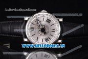 Cartier Rotonde de Cartier Astrotourbillon Asia 2813 Automatic Steel Case with Silver Dial Roman Numeral Markers and Black Leather Strap