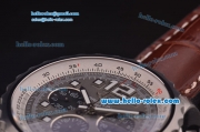 Breitling Chronospace Chronograph Swiss Valjoux 7750 Automatic Steel Case with Grey Dial and Brown Leather Strap