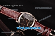 Panerai Luminor Marina 1950 3 Days PAM 312 Clone P.9000 Automatic Steel Case with Stick/Arabic Numeral Markers and Brown Leather Strap (ZF)