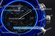 Hublot Big Bang UNICO Sapphire Blue Miyota Quartz Sapphire Crystal Case with Skeleton Dial and Black Rubber Strap Stick/Arabic Numeral Markers