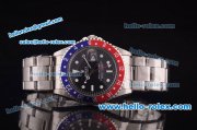 Rolex GMT Master Vintage Asia 2813 Automatic Blue/Red Bezel with Black Dial and Steel Bracelet