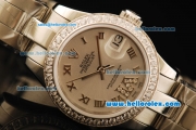 Rolex Datejust Automatic Movement Full Steel with ETA Coating Case with Silver Dial-Diamond Bezel
