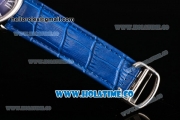 Cartier Rotonde De Asia Manual Winding Steel Case with Blue Dial and White Roman Numeral Markers