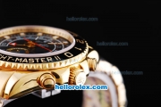 Rolex Yachtmaster II Oyster Perpetual chronometer Swiss ETA 2813 Automatic Black MOP Dial and Black Bezel-Full Gold Case and Strap-Diamond Marking