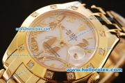 Rolex Datejust Asia 2813 Automatic Full Yellow Gold with Diamond Bezel and White MOP Dial