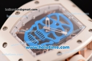 Richard Mille RM 52-01 Miyota 6T51 Automatic Rose Gold Case with Blue Skull Dial and White Rubber Bracelet