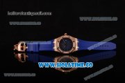 Audemars Piguet Royal Oak Lady Swiss Quartz Rose Gold/Diamonds Case with Blue Dial and Blue Rubber Strap (EF)