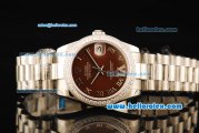 Rolex Datejust Automatic Movement ETA Coating Case with Brown Dial and Diamond Bezel