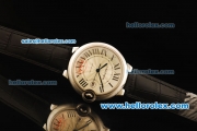 Cartier Ballon Bleu de Cartier 1:1 Original Swiss ETA 2892 Automatic Movement Silver Dial with Black Roman Markers and Black Leather Strap