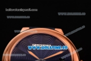 Cartier Rotonde De Swiss Quartz Rose Gold Case with Blue Leather Strap with Blue Guilloche Dial