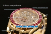 Rolex Datejust Pearlmaster 39MM Asia 2813 Automatic Yellow Gold Case/Bracelet with Diamonds Dial and Sapphires Bezel