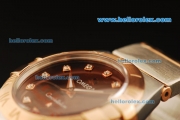 Omega Constellation Swiss ETA Quartz Movement Rose Gold Bezel with Brown Dial and Diamond Markers - Lady Model