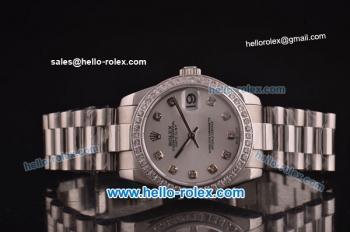 Rolex Datejust Asia 2813 Automatic Movement Steel Case/Strap with Silver Dial and Diamond Markers - ETA Coating