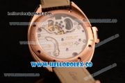 Cartier Cle de Cartier Swiss Tourbillon Manual Winding Rose Gold Case with White Dial and Brown Leather Strap