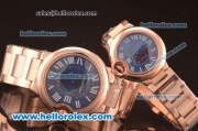 Cartier Ballon Bleu De Cartier Swiss ETA Quartz Full Rose Gold with Blue Dial and Roman Markers