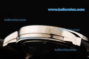 Vacheron Constantin Moonphase Swiss Tourbillon Manual Winding Movement Steel Case with Black Dial and Black Leather Strap