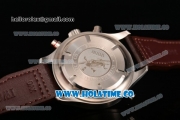 IWC Pilot's Watch Spitfire Chrono Miyota Quartz Steel Case with Brown Leather Strap White Dial and Arabic Numeral Markers