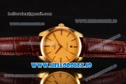 Omega De Ville Tresor Master Co-Axial Swiss ETA 2824 Automatic Yellow Gold Case with Brown Leather Strap and Gold Dial