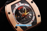 Richard Mille Tourbillon Gold Case with Red Marking and Black Leather Strap