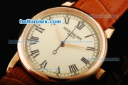 Patek Philippe Calatrava Manual Winding Movement Rose Gold Case with Yellow Dial and Black Roman Numerals