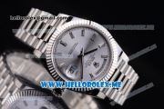 Rolex Day-Date Swiss ETA 2836 Automatic Stainless Steel Case/Bracelet with Silver Dial and Stick Markers (BP)