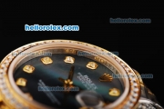 Rolex Datejust Automatic Movement Black MOP Dial with Diamond Bezel and Two Tone Strap