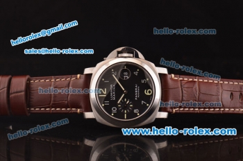 Panerai Luminor Marina PAM00164 Swiss Valjoux 7750-MD Automatic Steel Case with Black Dial and Brown Leather Strap - 1:1 Original