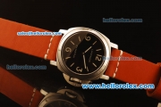 Panerai Luminor Base Pam 112H Swiss ETA 6497 Manual Winding Steel Case with Black Dial and Orange Leather Strap - 1:1 Original