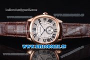 Cartier Drive de Cartier Asia ST16 Automatic Rose Gold Case with Silver Dial Roman Numeral Markers and Brown Leather Strap