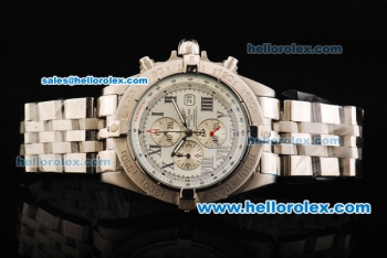 Breitling Chronomat Evolution Quartz Movement with Full White Dials and Silver Stick Markers-SSband