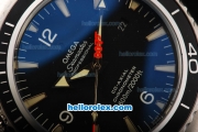 Omega Seamaster Automatic Movement ETA Coating Case with Black Bezel-Black Dial and Stick/Numeral Markers-SS Strap