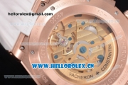 Vacheron Constantin Overseas Dual Time Asia ST30 Automatic Rose Gold Case with Silver Dial Stick Markers and White Rubber Strap
