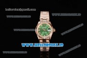 Rolex Datejust Swiss ETA 2671 Automatic Rose Gold Case with Green Dial Diamonds Markers and Rose Gold Bracelet (BP)