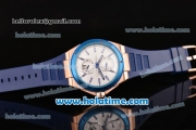 IWC Ingenieur Asia ST Automatic Rose Gold Case with Blue Rubber Bracelet Silver Dial and Blue Bezel