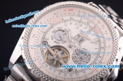 Breitling for Bentley Motors Automatic Tourbillon Skeleton with White Dial and SS Strap-Bidirectional Slide Rule