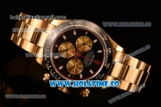 Rolex Daytona Chrono Swiss Valjoux 7750 Automatic Yellow Gold Case/Bracelet with Stick Markers Ceramic Bezel and Black Dial (BP)